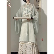 New Chinese Dress Horse Face Skirt Hanfu Ancient Style Chinese Elements Daily Hanfu Original Hanfu Ming Made Stand-Up Collar Large Sleeve Pair Lapel Embroidered Hanfu Women One Piece Perforated Horse Face Spring Summer