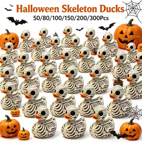 50-300Pcs Gothic Skeleton Duck 0.59/0.7in Skull Duck Resin Figurine for Halloween Gothic Home Office