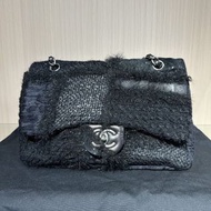 Chanel 黑色毛呢鏈條包