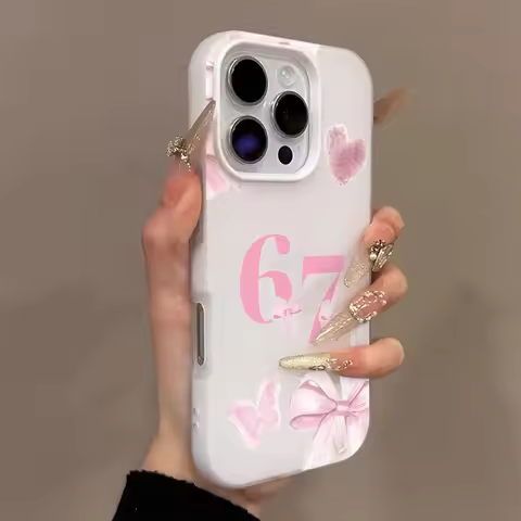Bow Number 67 Pattern Phone Cases Shockproof Cover For iPhone 17 16 Pro Max 15 14 Plus 13 12 11 7 8 