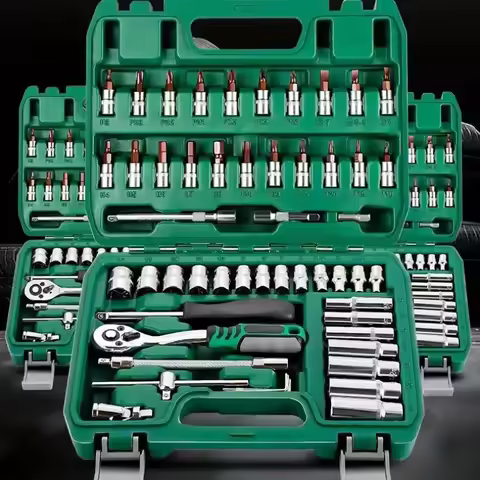 Advanced Car Repair Kit , Green Toolbox, 46pcs Professional Ratchet Set Professional Tool Set, Car M