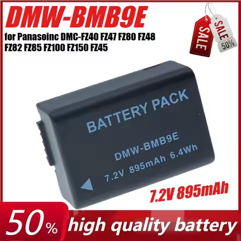 7.2V 895mAh DMW-BMB9E Battery for Panasoinc DMC-FZ40 FZ47 FZ80 FZ48 FZ82 FZ85 FZ100 FZ150 FZ45 Camer