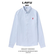 Ami Paris Small Fashion Brand Love Foreign Trade Striped Embroidered Couple Shirt Loose Mens And Wom