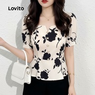 trendy3-Lovito Elegant Blouse Button Smooth Hand Feeling Spring/summer Blouse for Women L138ED364 Lo