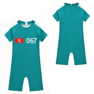 Kids Swimsuit Squid Game Costume Boys Swimwear Short Sleeve Swimming Swim Suit with Hat 067 Suit