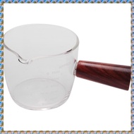 (M  S)Glass Measuring Cup Espresso Shot Glass 75ML with Wood Handle
