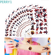 PERRY1 Spiderman Tattoo Stickers Action Figure Original Hulk Birthday Gifts Super Heroes America Captain Kids Toy Boys Cartoon Stickers Stationery Sticker