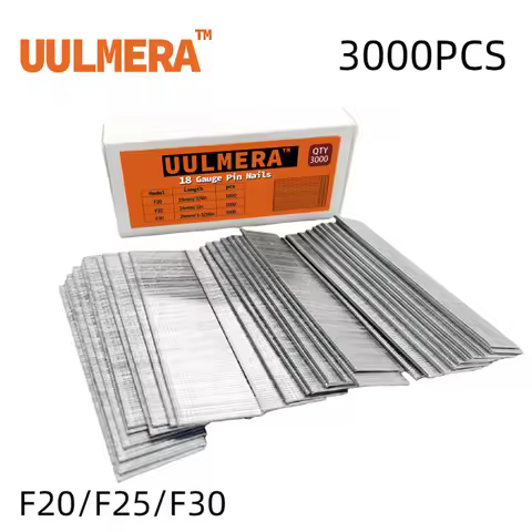 3000pcs 18GA Galvanized Brad Nails Assortment F20 F25 F30 1000 Each Pneumatic Nail Gun Staples for W