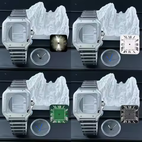 38mm Square Watch Case with 316L Steel Strap for Sandoz NH36 NH35 NH70 Movement 27mm Dial No Logo Wa