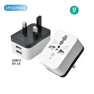 UK Plug Adapter with Dual USB 5V 2A Multifunction 10A Universal To EU US UK AU Conversion Plug White
