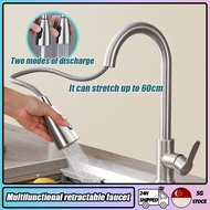 【SG Stock】Kitchen Tap Hot &amp; Cold Pull-Out Faucet Flexible Kitchen Faucet Rotate Freely 360° Stainless Steel/sink tap/basin tap/pull out kitchen faucet