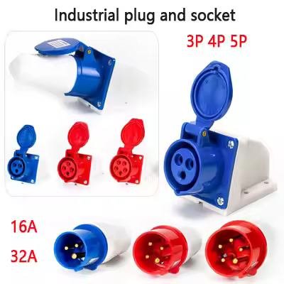 IP44 Industrial Plug and Socket Waterproof Connector 3PIN 4PIN 5PIN 16A/32A Waterproof Electrical Co