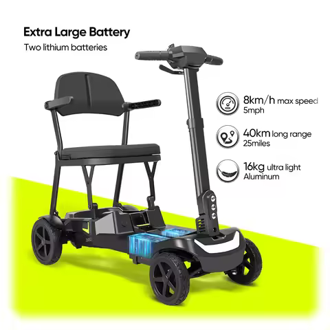 Outdoor All-Terrain 9" Big Wheel 8KM/H Disable Electric Scooter 270W Brushless Motor 4 Wheel Lightwe
