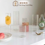 Striped cylindrical glass cup 250ml, 350ml, 450ml, 550ml heat-resistant glass cup for coffee, juice,