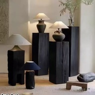 Nordic Root Carving Lonely Style Retro Carbonized Entrance Decoration Flower Stand Art Base Coffee T