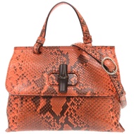 Gucci Bamboo Daily 370831 蟒蛇皮，橘色，兩用手提包/單肩包 0527 [二手] 成色極佳
