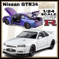 1:24 Nissan GTR34 Sports Car Toy Car with Sound Effects Car Model Diecasts For Kid Hobbies Collectio