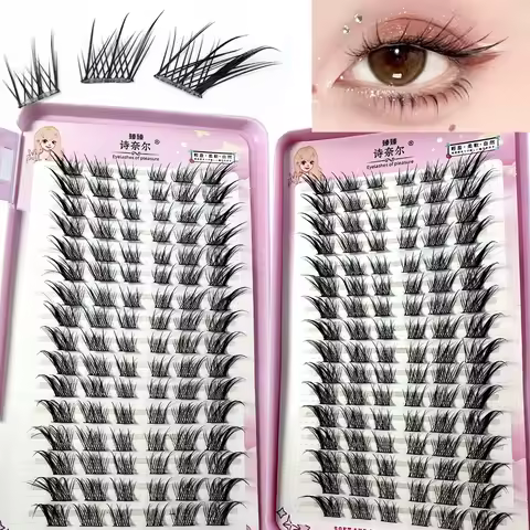 32Rows Fox Eye Manga False Eyelashes Large Capacity Tapered Thick Segmented Individual Cluster Lash 