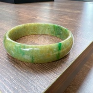 黃加綠翡翠平安鐲手鐲 | 19圍 | 天然緬甸玉翡翠A貨 | 送禮