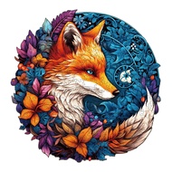 Mysterious Fox Wooden Puzzle for Adult, M Size Circle Wooden Puzzle, Wooden Jigsaw Puzzles Adults, A