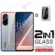 POCO M7 4G 2In1 Tempered Glass Full Screen Protector Film with Camera Lens Protector For Poco M7 Pro