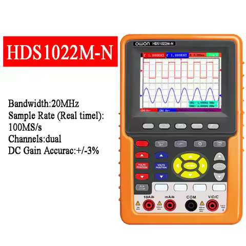 OWON HDS1022M-N Handheld 3.8 Dual Storage Oscilloscope Multimeter 20MHz Oscilloscope 100 MSa/S Sampl