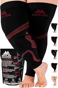 Mojo Compression Socks for Women & Men - 20-30mmHg Graduated Support Thigh-Hi Leg Sleeves with Grip 