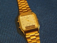 卡西歐 Casio 金色 石英錶 Quartz AQ-230 genz懷舊 AQ230
