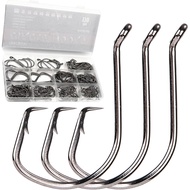 170Pcs Octopus Circle Hooks Freshwater, Sturdy Catfish Hooks Offset Circle Fishing Hooks Set Barbed 