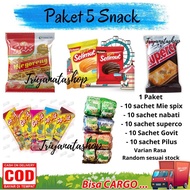 Paket 5 Snack - Jajan rentengan - Jajan Rencengan - Mie goreng spix - Nabati Selimut Keju Coklat - S