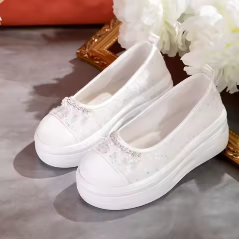 Hanfu Shoe Ancient Chinese Traditional Dance Performance Embroidery Canva Flat Oriental Women Weddin
