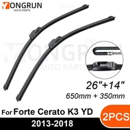 Front Wipers For KIA Forte Cerato K3 YD 2013-2018 Wiper Blade Rubber 26"+14" Car Windshield Windscre