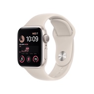 Apple Watch SE (2nd Gen) (GPS, 40mm) - Starlight Aluminum Case with Starlight Sport Band, S/M (Renew