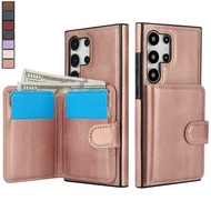 for Samsung Galaxy A55 5G Kickstand Case with Card Holder, 2 in 1 Detachable Magnetic Magsafe Leathe