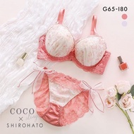 COCO Linge flowery-stitch lace bra tie-side panties set (Sizes G-I)(42PG327331)(Direct from Japan)1