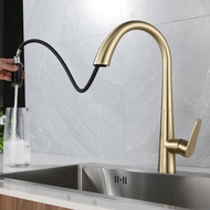 Gold Pull-out Kitchen Faucet Hot And Cold Water Mixer Tap Washbasin Sink Faucet