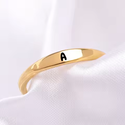 Ladies Elegant Mini Ring with 26 Alphabet Letters - Fashionable Jewelry Accessory