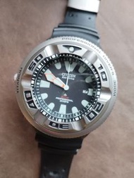 己絕板 Citizen Eco-drive 300m Titaium 鈦合金煙灰缸, 送全新充電池一粒(不包安裝)