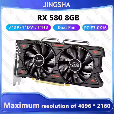 JINGSHA AMD RX 580 8GB Graphics Card Rx580 Radeon GPU Video Card Gaming Graphics Card GDDR5 256Bit P
