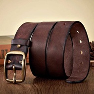 Real Genuine 3.8Cm Thick Leather Belt Cowhide Copper Pin Buckle Casual Jeans Belt Men High Quali