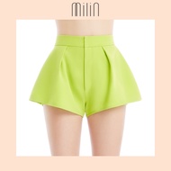 [MILIN] Ultra flare silhouette high waisted peplum with pleated front style shorts กางเกงขาสั้นเอวสู