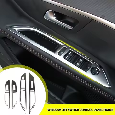 4pcs Stainless steel Car Window Lift Switch Control Panel Frame Cover Trim for Peugeot 3008 GT 5008 
