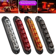 Beautylife| 6 LEDs Truck Len Side Marker Lights 12-24V Waterproof Car Trailer Lorry Truck Van Bus Sa