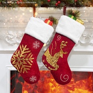 （SY）christmas socks Christmas socks gift bag snowflake elk flannel embroidered Christmas socks children gift bag Christm