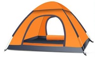 全城熱賣 - 踏險者戶外帳篷全自動速開露營沙灘野外帳篷（橙色）（2-3人雙門1天窗）