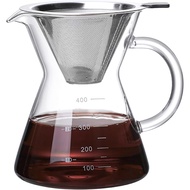 Pour Over Coffee Maker with Reusable Stainless Steel Drip Filter, Glass Drip Coffee Maker Set, Lead-