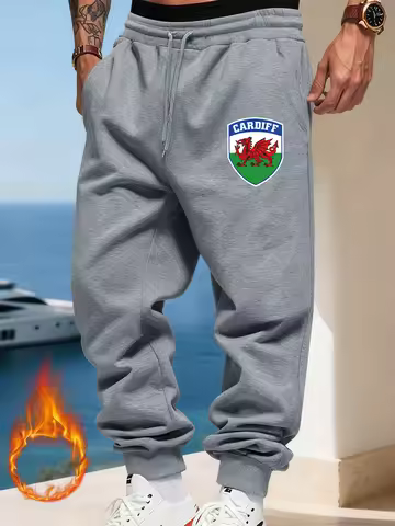 Cardiff Wales Design Mens Sweatpant Trendy Jogging Britches Casual Comfy Long Pants Sports Basic Tro