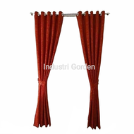 Gorden Jendela Pintu Minimalis Polos Merah Bata Warna Oren Motif Batik Bunga Tirai Korden Gordeng Go