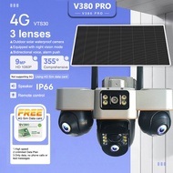 V380 Pro Solar Wireless IP66 Outdoor waterproofing VTS30 Three lens Wifi CCTV Camera Built-in Batter