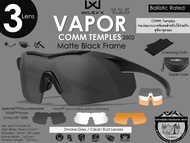 Wiley-X VAPOR Comm Temples V2.5 {3Lens}{3552}Frame Matte Black{Grey/Clear/Light Rust}